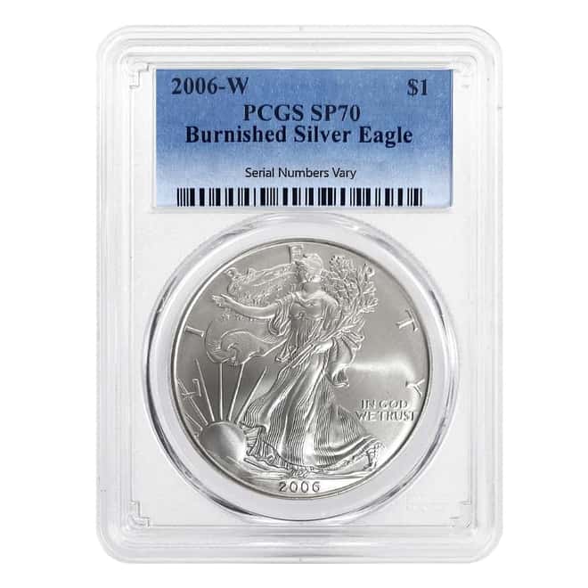 2006-W 1 oz Burnished Silver American Eagle PCGS SP 70