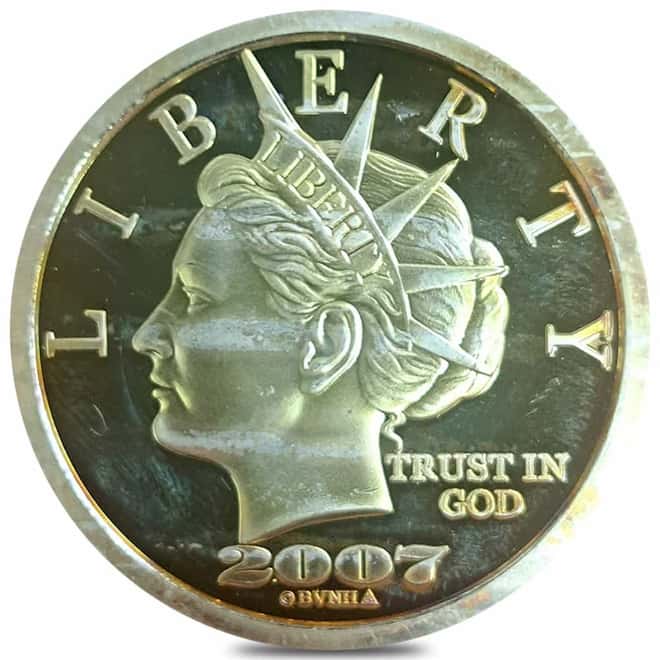 2007 1 oz NORFED Liberty Chambersburg Liberty Dollar Silver Round .999 Fine