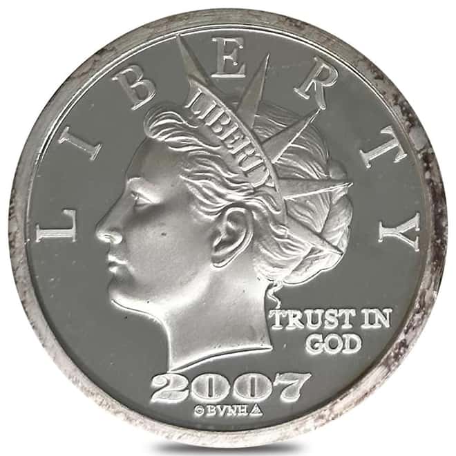 2007 1 oz NORFED Liberty Dollar California Bear Silver Round .999 Fine