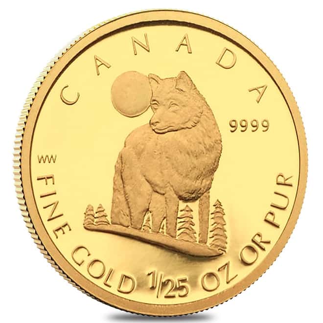 2007 Canada 1/25 oz The Wolf Proof Gold Coin .9999 Fine