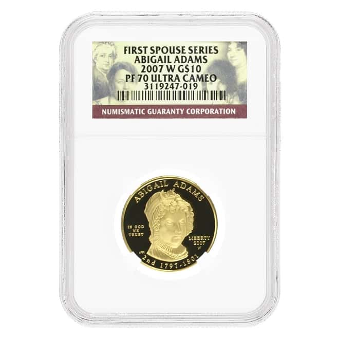 2007 W 1/2 oz $10 First Spouse - Abigail Adams Gold Coin NGC PF 70 UCAM