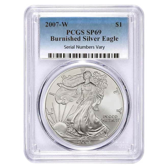 2007-W 1 oz Burnished Silver American Eagle PCGS SP 69