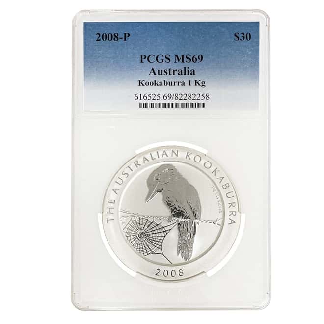 2008 1 Kilo Silver Australian Kookaburra Perth Mint PCGS MS 69