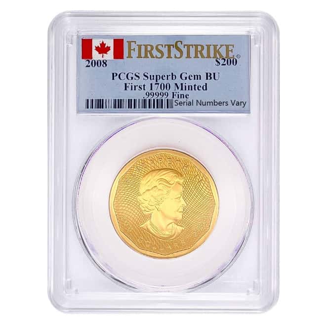 2008 1 oz Canadian Gold Maple Leaf $200 Coin PCGS Superb Gem BU First Strike