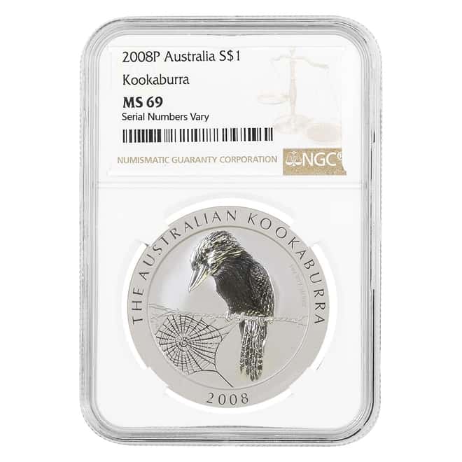 2008 1 oz Silver Australian Kookaburra Perth Mint NGC MS 69