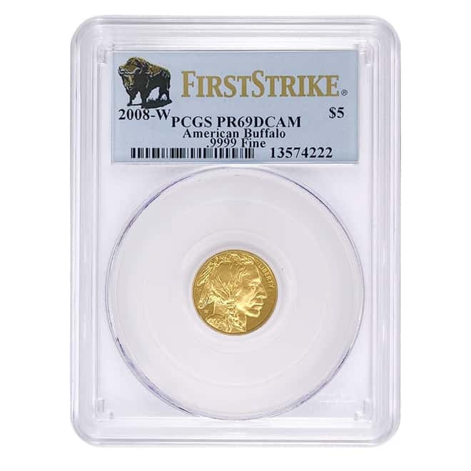 2008 W 1/10 oz $5 Proof Gold Buffalo PCGS PF 69 DCAM First Strike