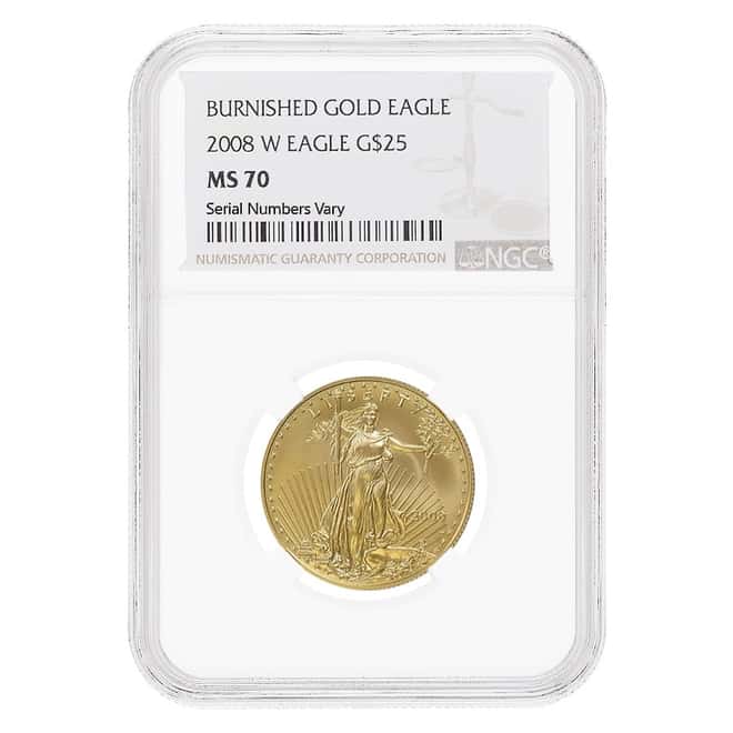 2008 W 1/2 oz $25 Burnished Gold American Eagle NGC MS 70