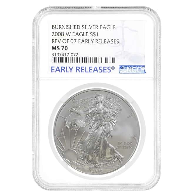 2008-W 1 oz Burnished Silver American Eagle Rev of 2007 NGC MS 70 ER