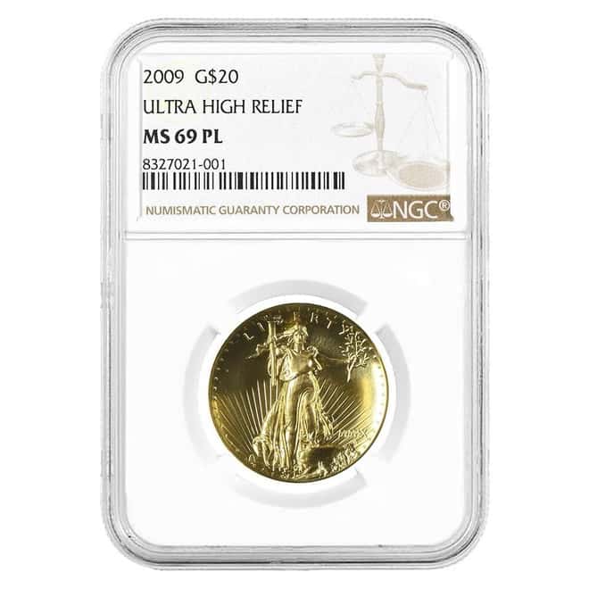 2009 1 oz $20 Ultra High Relief Saint-Gaudens Gold Double Eagle NGC MS 69 PL