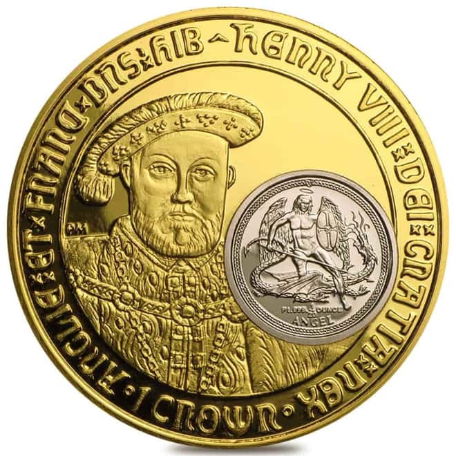 2009 Isle of Man 1 oz Henry VIII Crown Gold Coin & 1/20 oz Platinum Angel