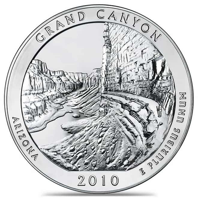 2010 5 oz Silver America the Beautiful ATB Arizona Grand Canyon Coin