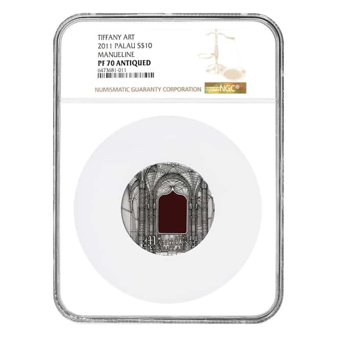 2011 Palau 2 oz Silver Tiffany Art Manueline Coin NGC PF 70