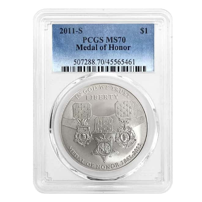 2011 S Medal of Honor $1 Silver Dollar Commemorative PCGS MS 70