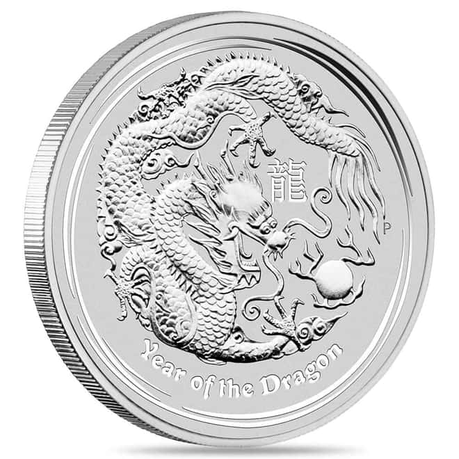 2012 1/2 oz Silver Lunar Dragon BU Australian Perth Mint