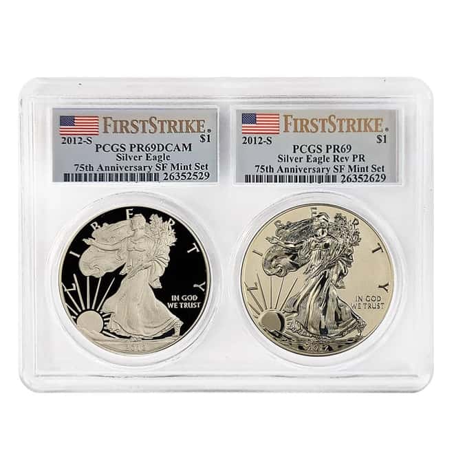 2012-S 1 oz Proof Silver American Eagle 2-Coin Set PCGS PF 69 FS