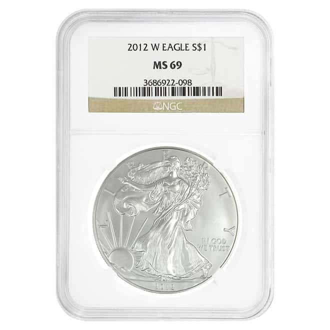 2012-W 1 oz Burnished Silver American Eagle $1 Coin NGC MS 69