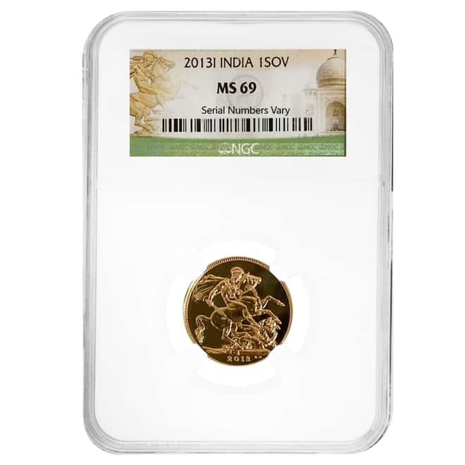 2013-I India Gold Sovereign NGC MS 69