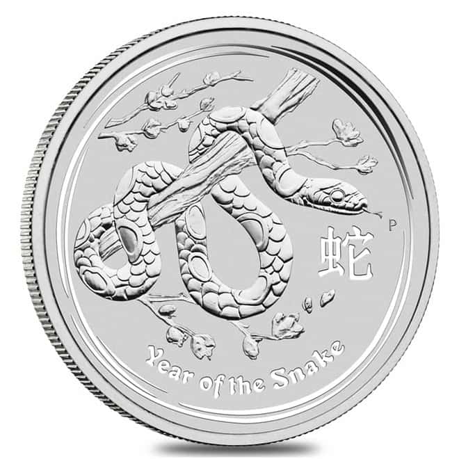 2013 2 oz Silver Lunar Year of The Snake BU Australian Perth Mint In Cap