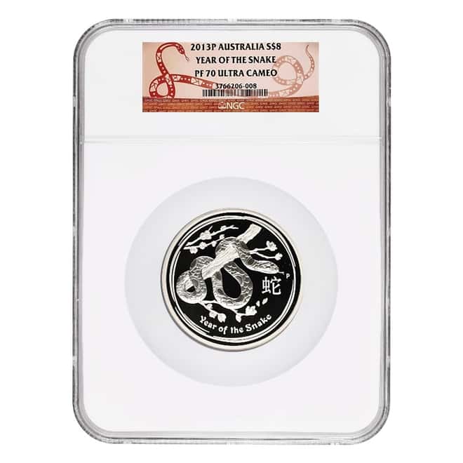 2013 5 oz Proof Silver Lunar Year of The Snake Australia Perth Mint NGC PF 70 UCAM