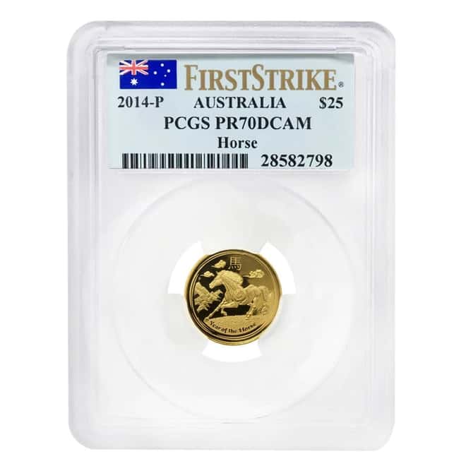 2014 1/10 oz Proof Gold Lunar Year of The Horse Australia Perth Mint PCGS PF 70 FS
