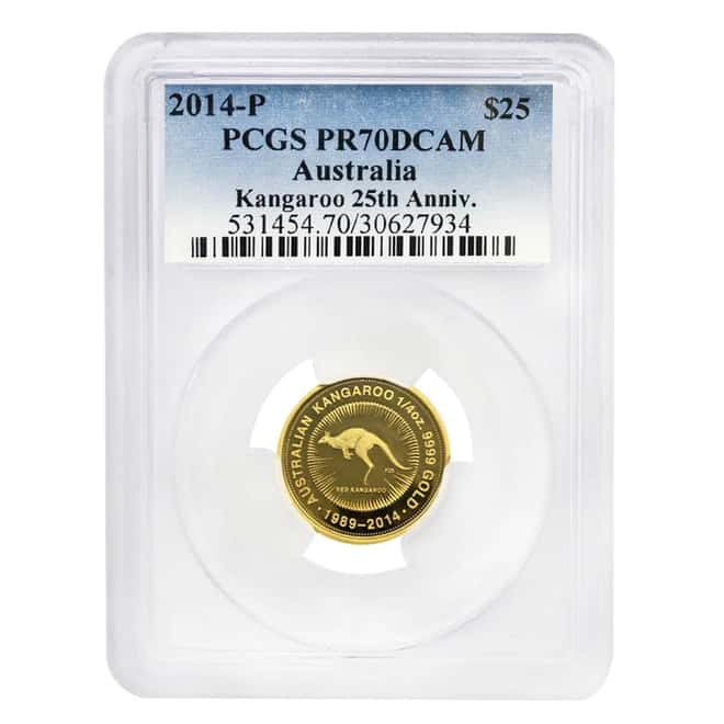2014 1/4 oz Australian Proof Gold Kangaroo Coin Perth Mint PCGS PF 70