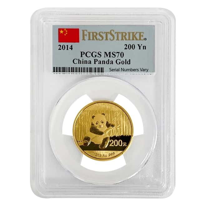 2014 1/2 oz Chinese Gold Panda 200 Yuan PCGS MS 70 First Strike