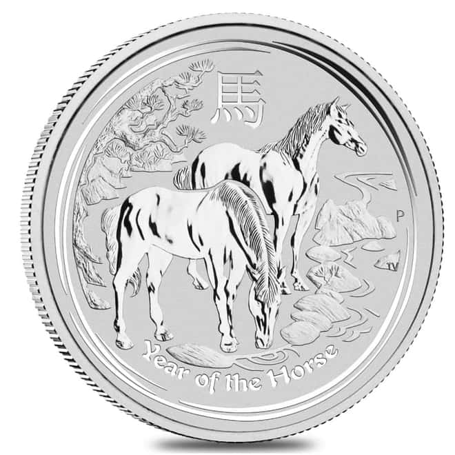 2014 1/2 oz Silver Lunar Year of The Horse BU Australian Perth Mint In Cap