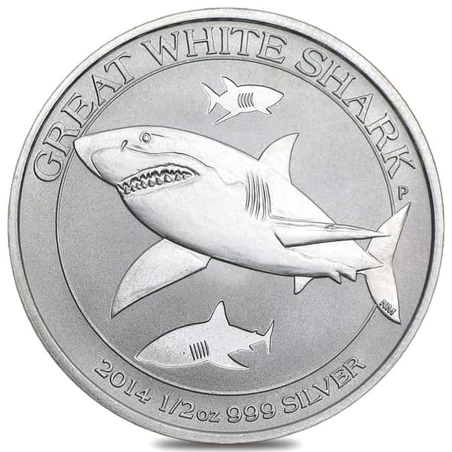 2014 1/2 oz Silver Australian Great White Shark Coin BU