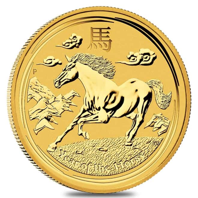 2014 1 oz Gold Lunar Year of The Horse BU Australia Perth Mint In Cap