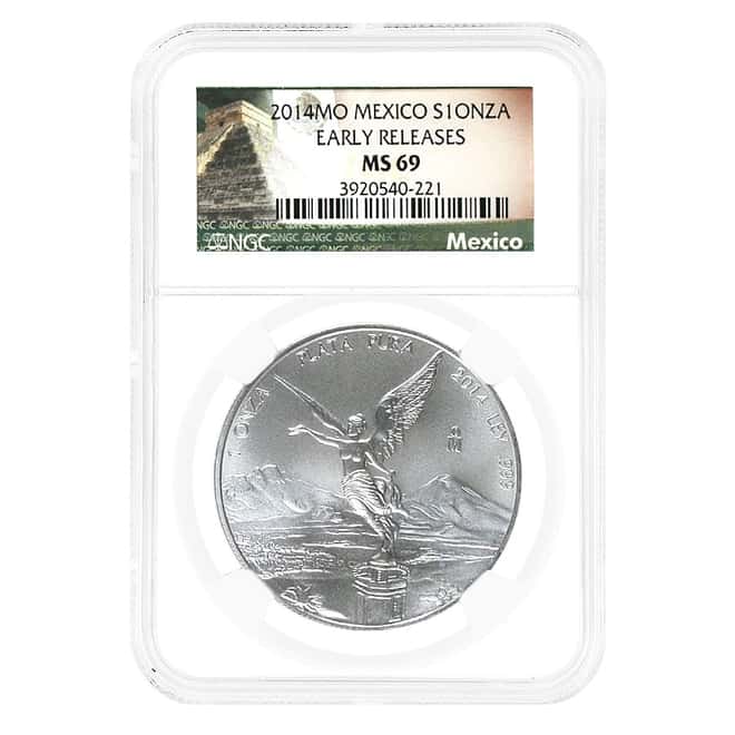 2014 1 oz Mexican Silver Libertad Coin NGC MS 69 ER