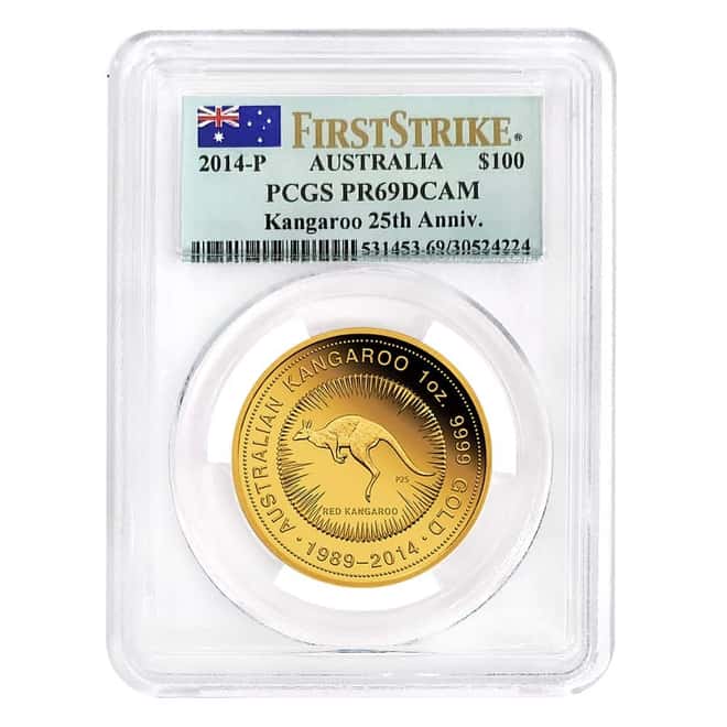 2014 1 oz Proof Gold Australian Kangaroo Coin Perth Mint PCGS PF 69 FS DCAM