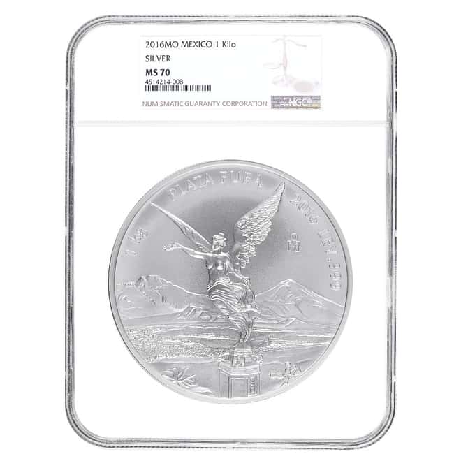2016 1 Kilo Mexican Silver Libertad Coin NGC MS 70