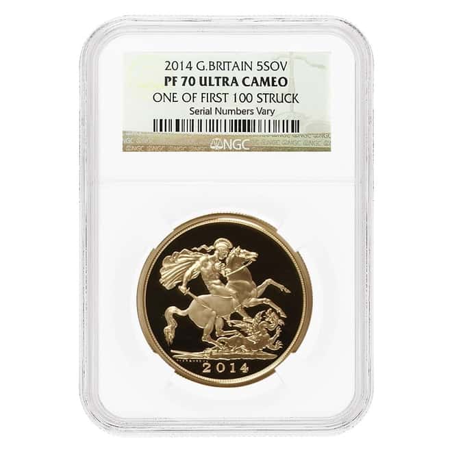 2014 Great Britain Proof Gold 5 Pound Sovereign NGC PF 70 UCAM