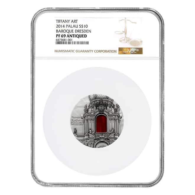 2014 Palau 2 oz Silver Tiffany Art Baroque Dresden Coin NGC PF 69