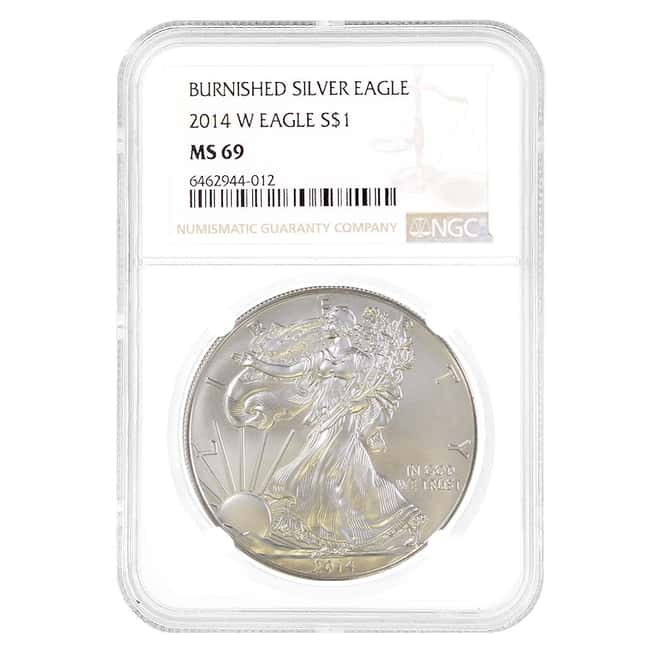 2014 W 1 oz Burnished Silver American Eagle $1 Coin NGC MS 69