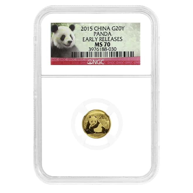 2015 1/20 oz Chinese Gold Panda 20 Yuan NGC MS 70 Early Releases