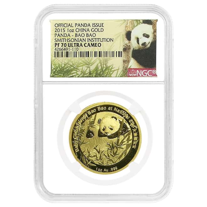 2015 1 oz Chinese Proof Gold Panda Bao Bao Smithsonian NGC PF 70
