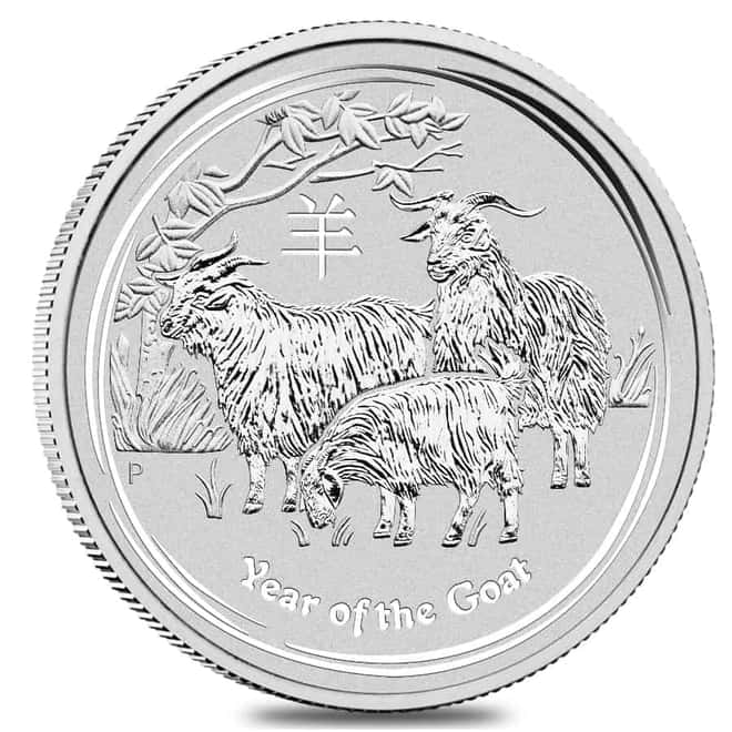 2015 1 oz Silver Lunar Year of The Goat BU Australian Perth Mint In Cap