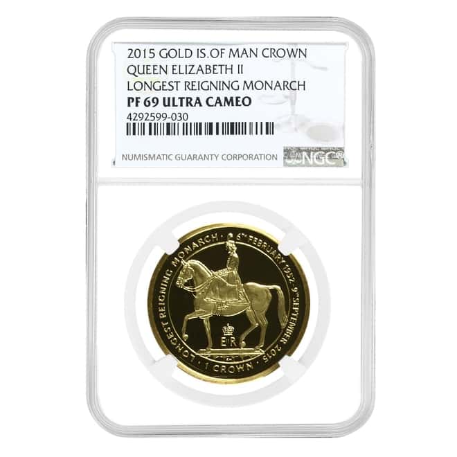 2015 Isle of Man 1 oz Longest Reigning Monarch Gold Coin NGC PF 69 UCAM
