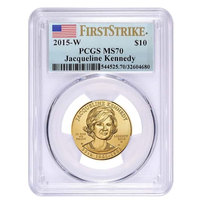 2015 W 1/2 oz $10 First Spouse - Jacqueline Kennedy Gold Coin PCGS MS 70 FS