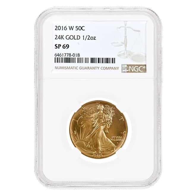 2016 1/2 oz Walking Liberty Half Dollar Centennial Gold Coin NGC SP 69