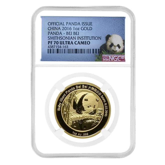 2016 1 oz Chinese Proof Gold Panda Bei Bei Medal Smithsonian NGC PF 70 UCAM