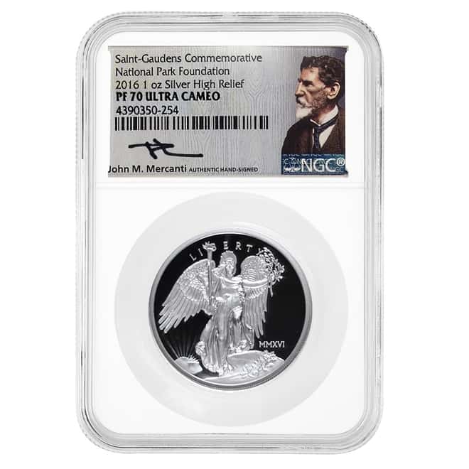 2016 1 oz Silver Saint-Gaudens High Relief Commem NGC PF 70 UCAM (Mercanti Sign)