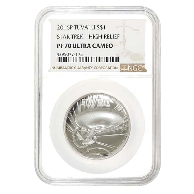 2016 1 oz Tuvalu Star Trek Enterprise Proof High Relief Silver Coin NGC PF 70 UCAM