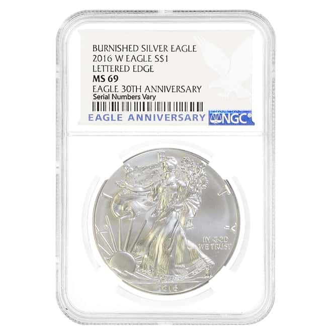 2016-W 1 oz Burnished Silver American Eagle NGC MS 69 - 30th Anniversary