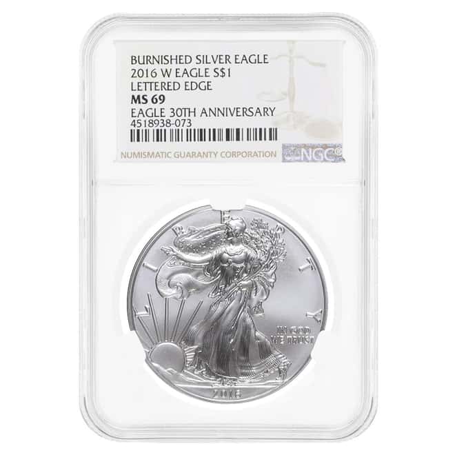 2016-W 1 oz Burnished Silver American Eagle $1 Coin NGC MS 69
