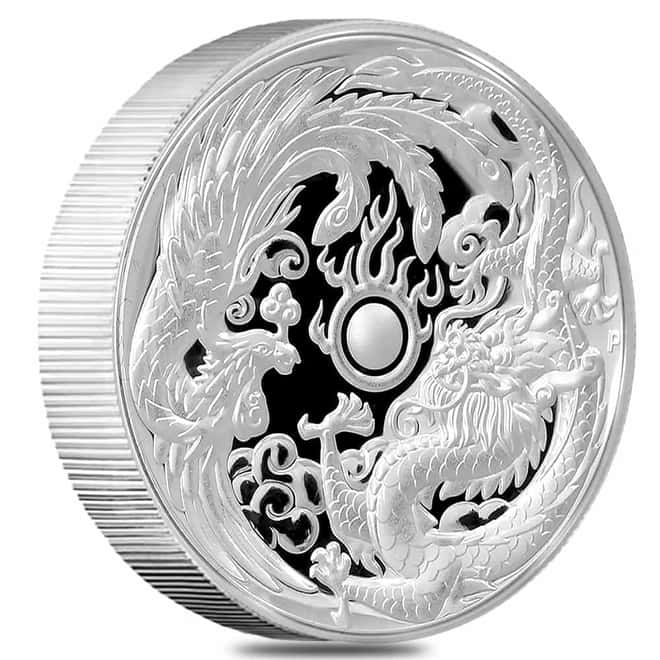 2017 1 oz Dragon & Phoenix High Relief Proof Silver Coin
