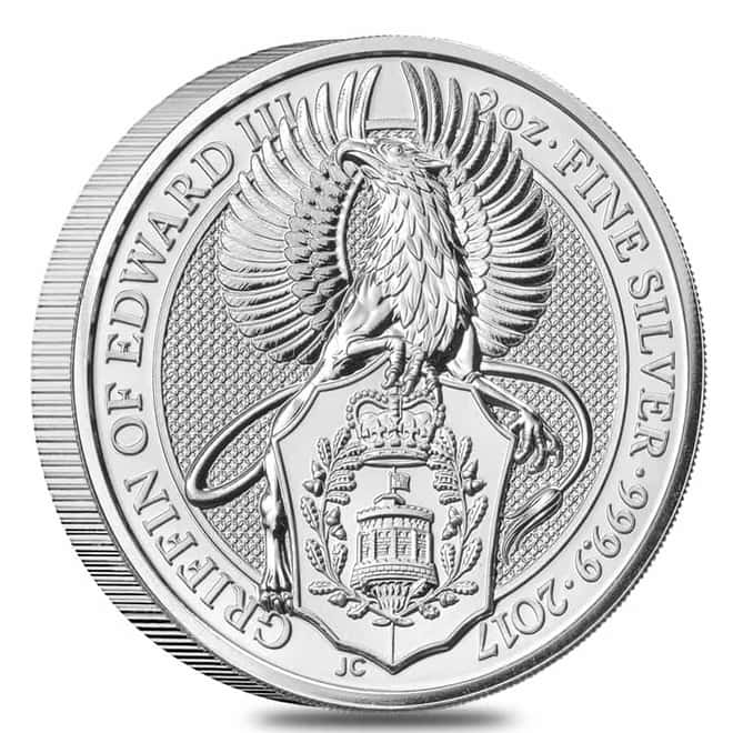 2017 Great Britain 2 oz Silver Queen's Beasts (Griffin) Coin .9999 Fine BU