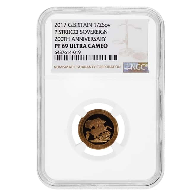 2017 Great Britain Proof Gold 1/2 Sovereign Pistrucci 200th Ann NGC PF 69 UCAM