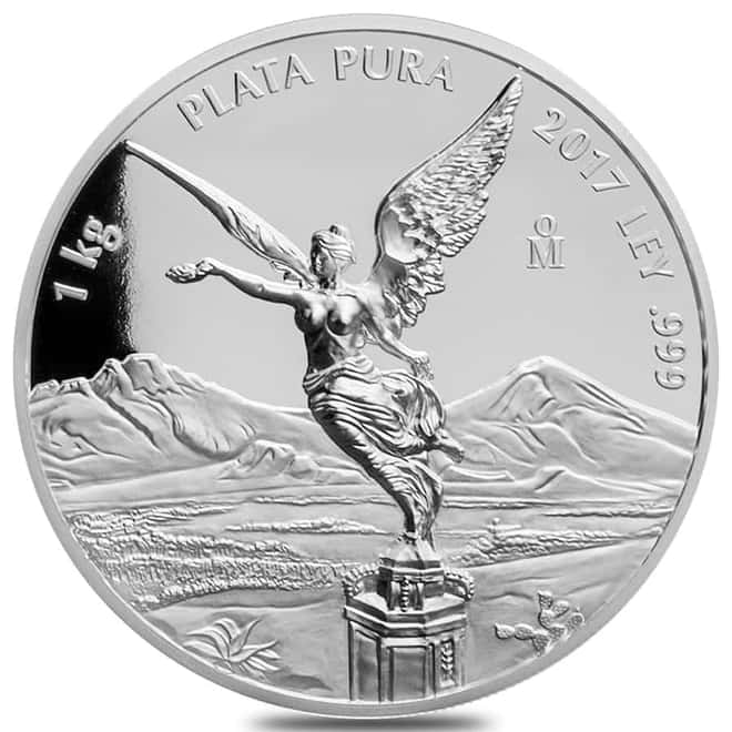 2017 Mexico 1 Kilo Silver Libertad Proof Like High Relief Coin .999 Fine (In Cap)